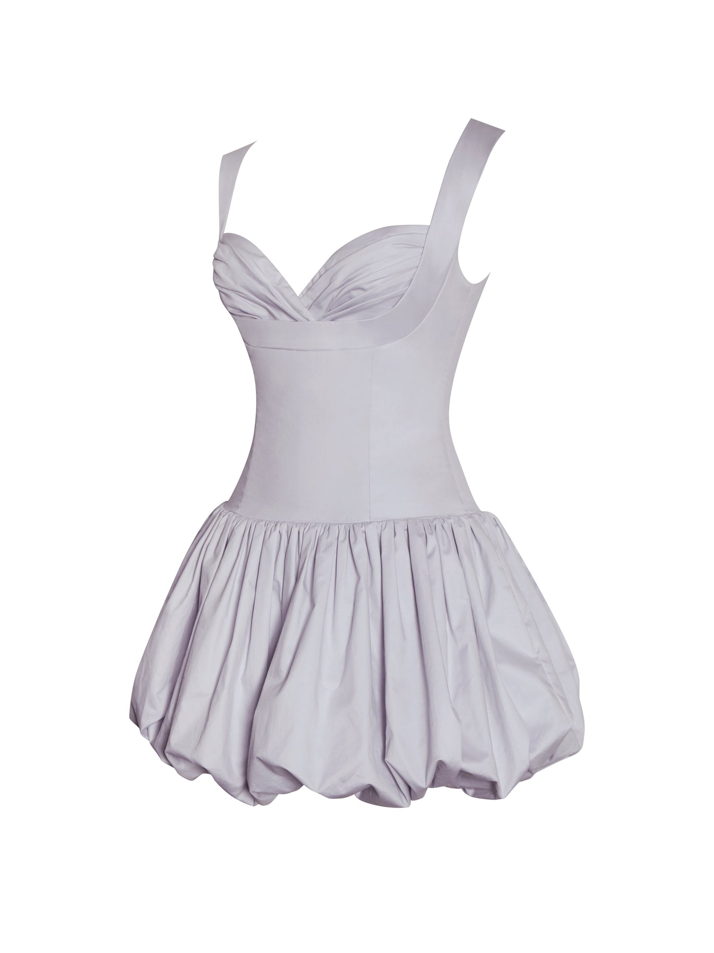 Zada Grey Pleated Breast Bubble Hem Mini Dress