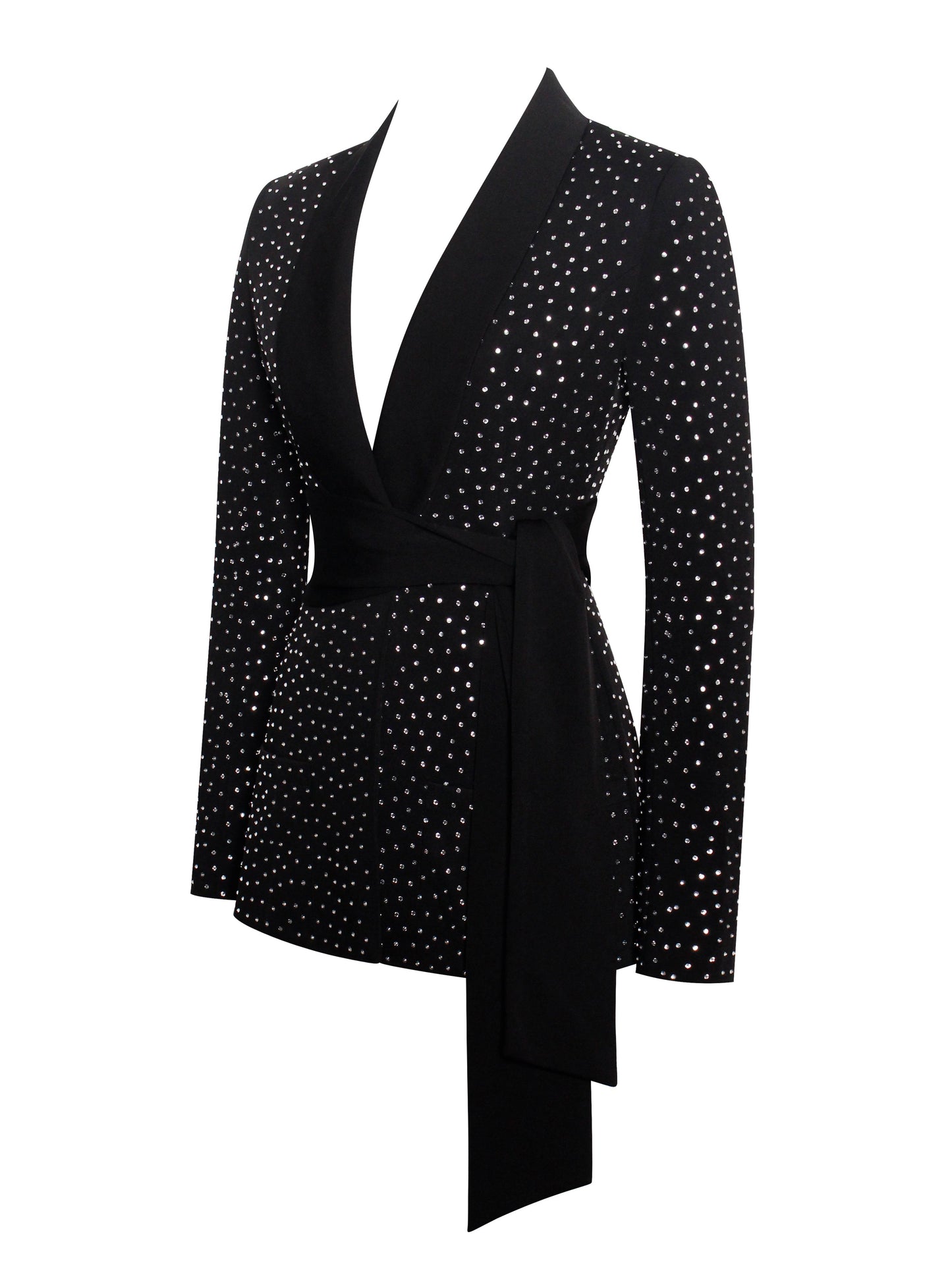 Visionary Crystal Embellished Black Blazer Jacket