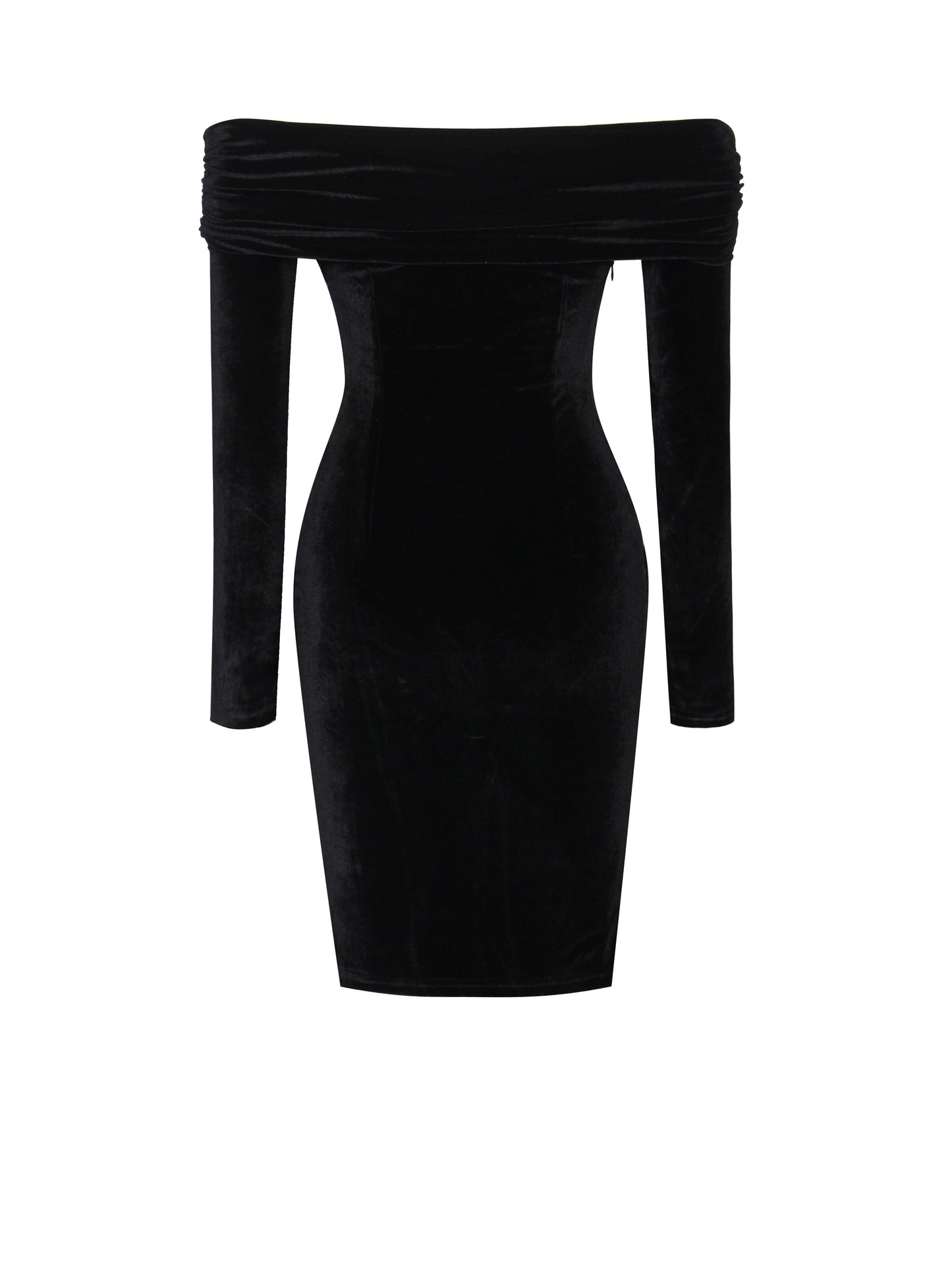 Ashton Off Shoulder Velvet Long Sleeve Bodycon Dress