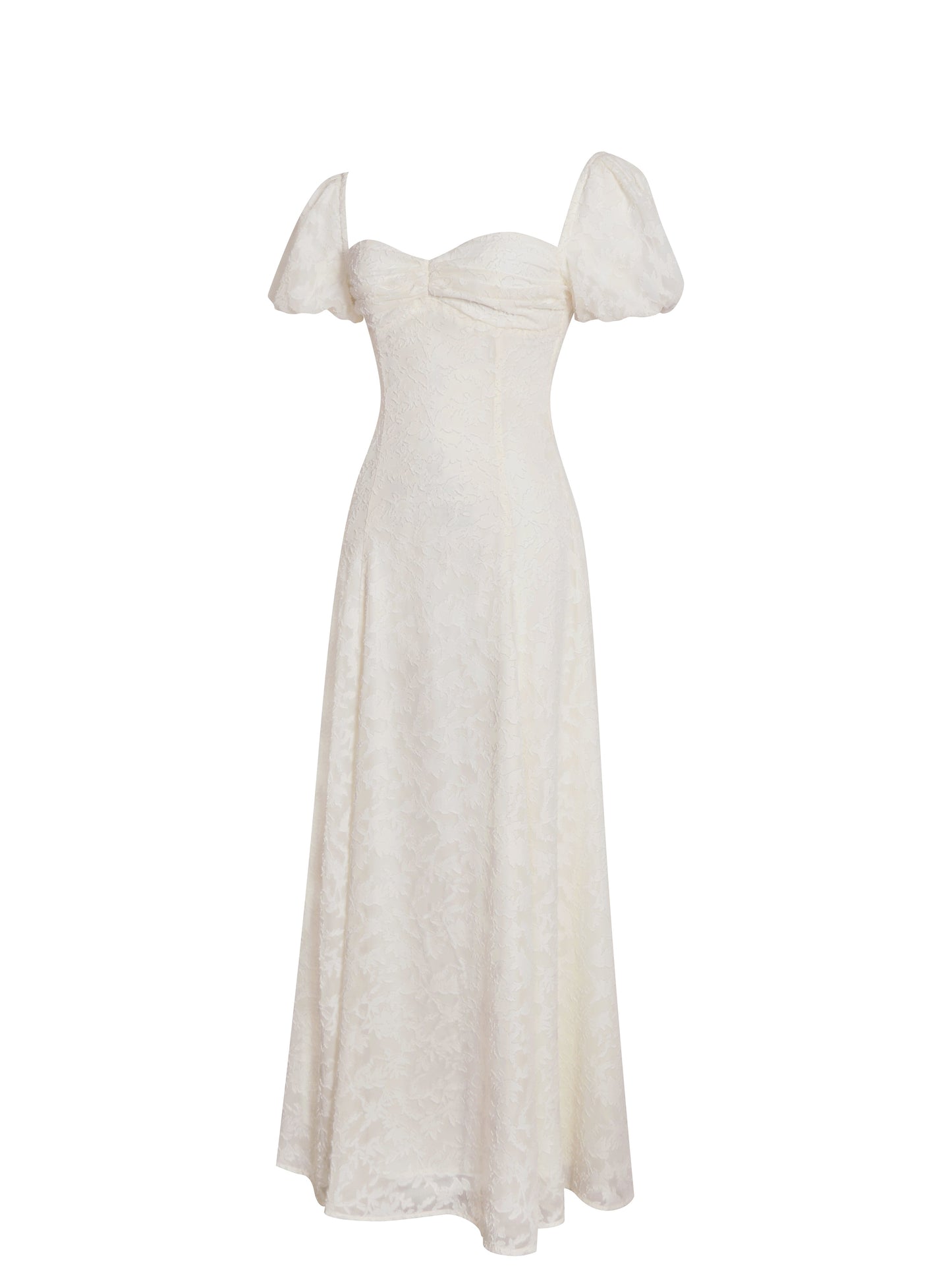 Pandora White Bubble Sleeve Backless Maxi Dress