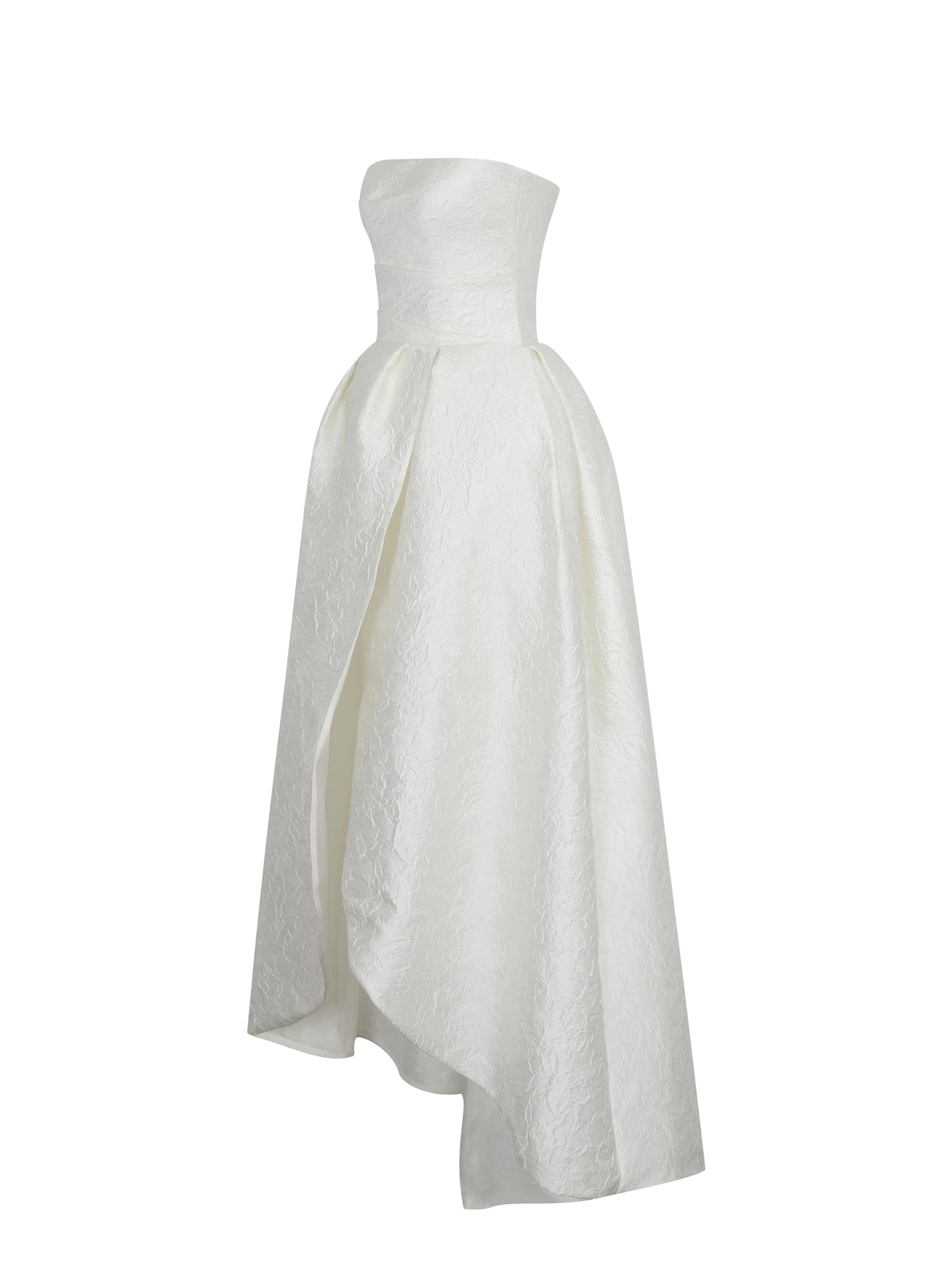 Tomika Ivory Jacquard Dipped Hem Wedding Gown (PREORDER)