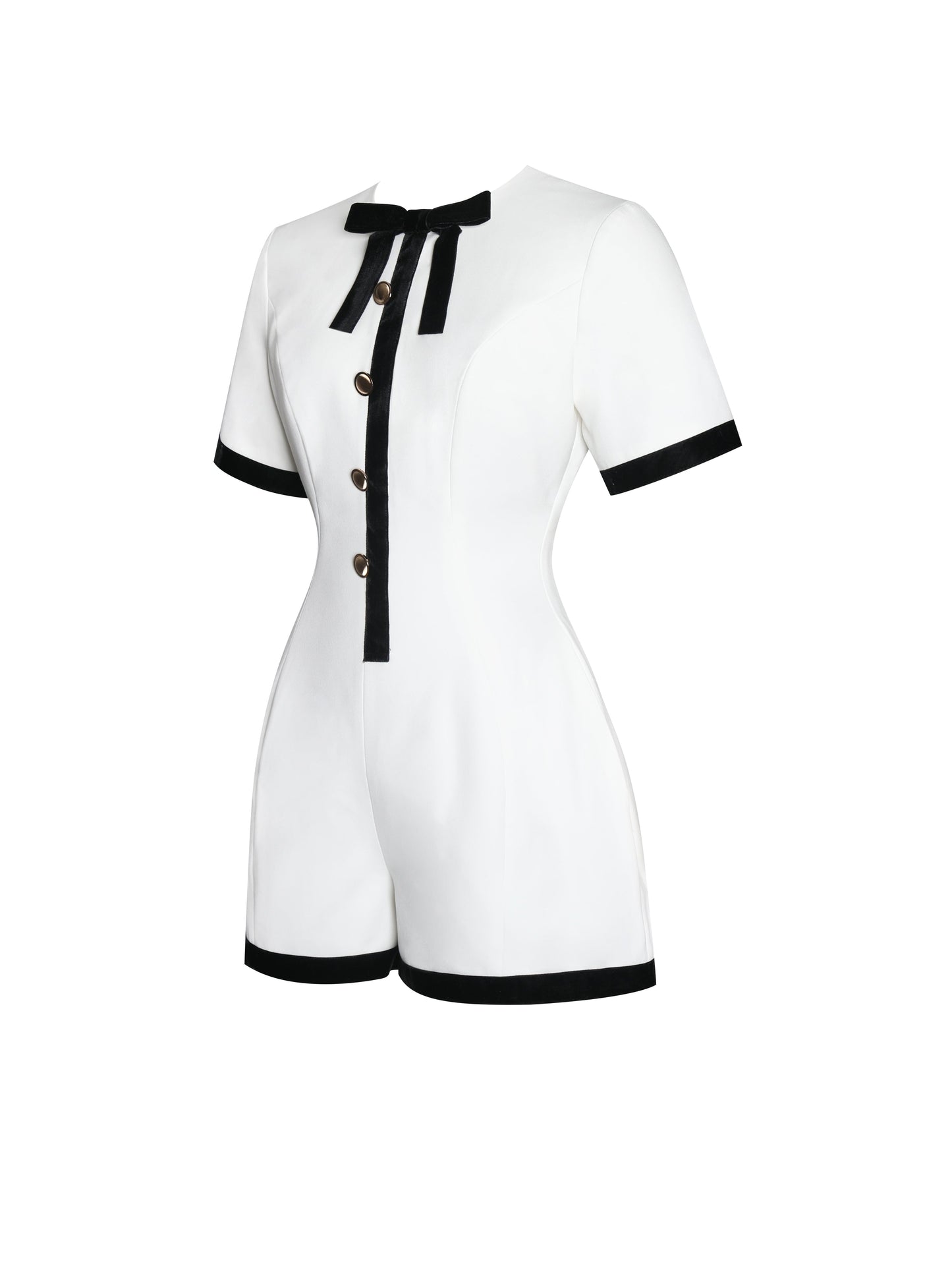 Idina Business Casual White Romper with Black Trim