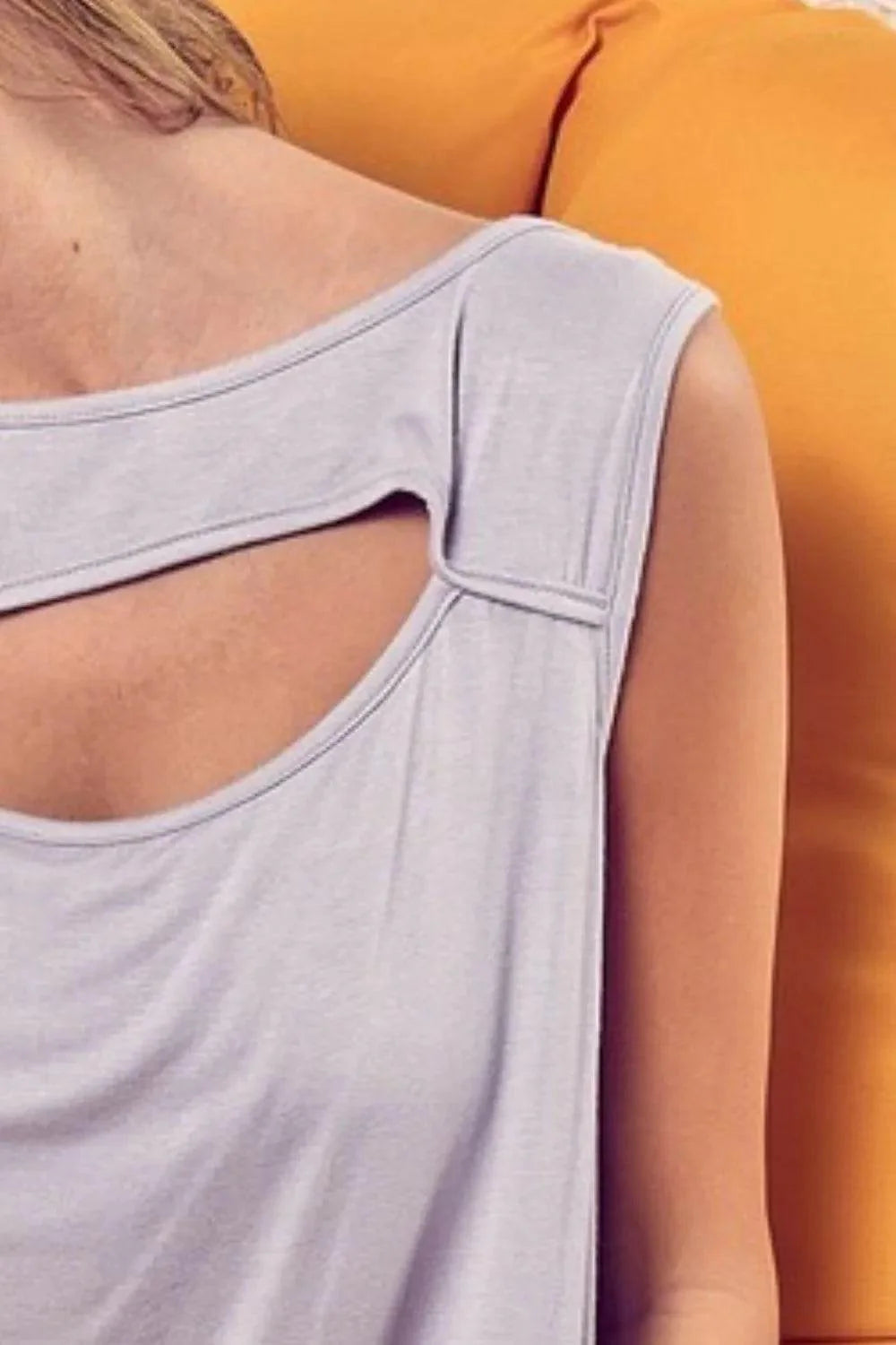 BiBi Rayon Span Knit With Cut Out Front Sleeveless Top