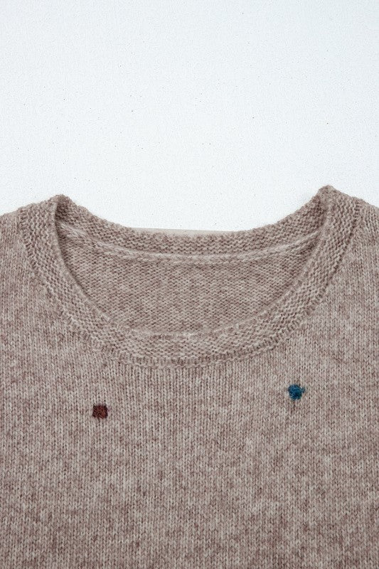 Polka Dot Drop Shoulder Sweater