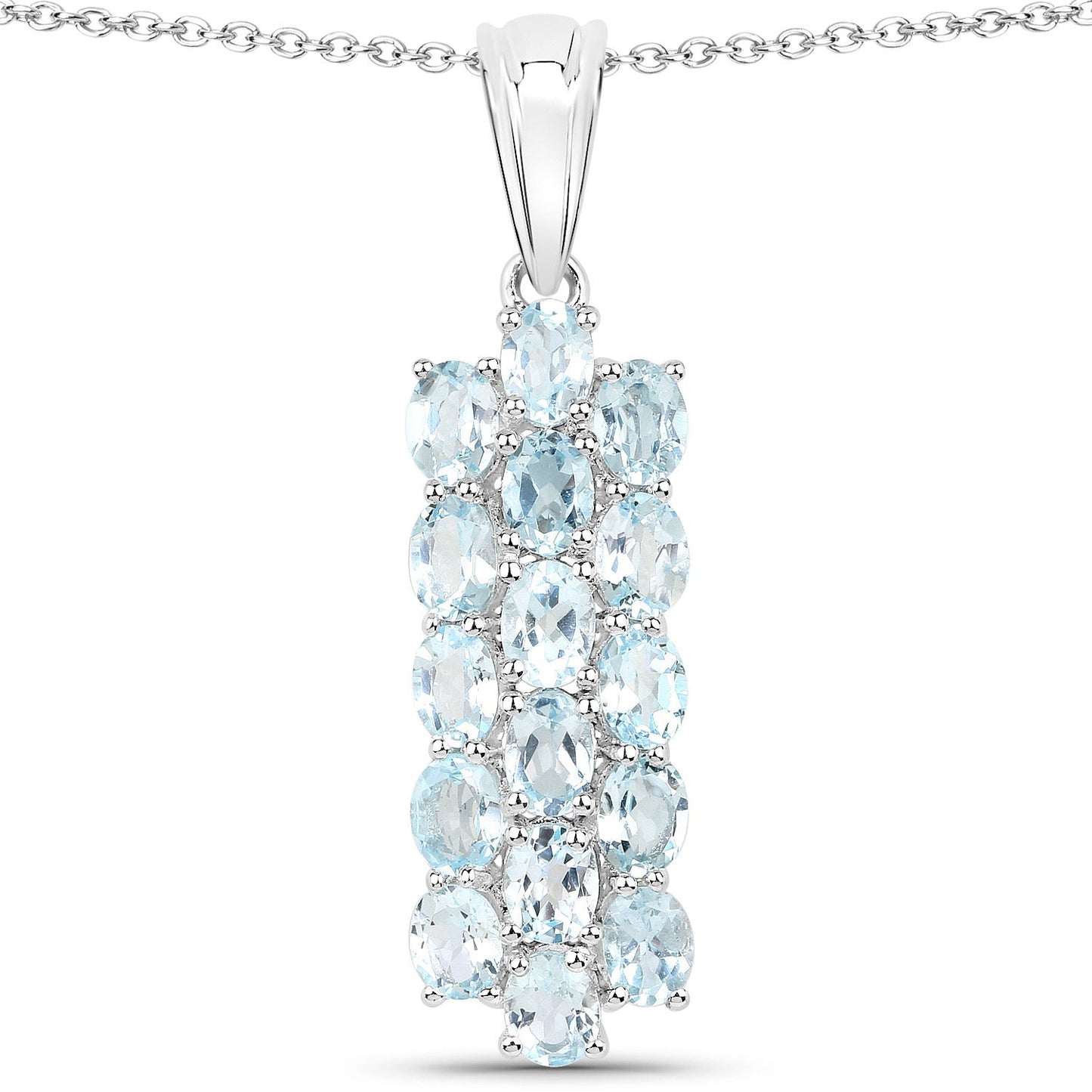 9.88 Carat Genuine Blue Topaz .925 Sterling Silver 3 Piece Jewelry Set (Ring, Earrings, and Pendant w/ Chain)