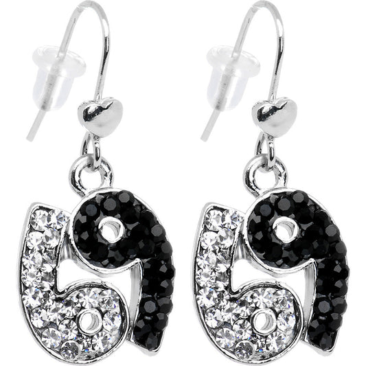 Two Tone Crystal 69 Earrings