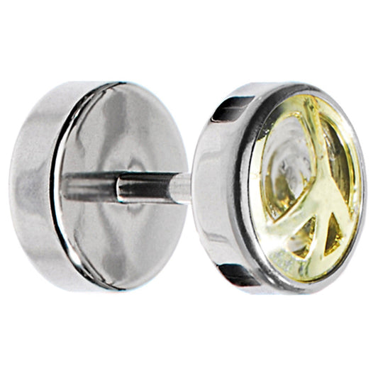 Anodized Titanium Gold Peace Sign Cheater Plug