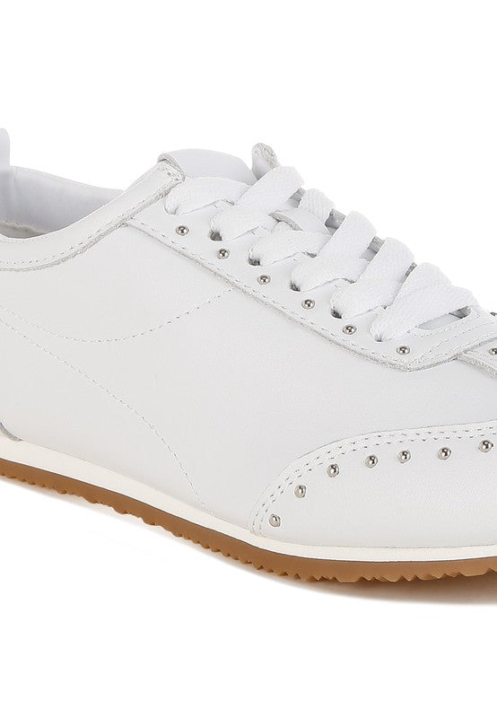Odaya Studded Real Soft Leather Sneakers