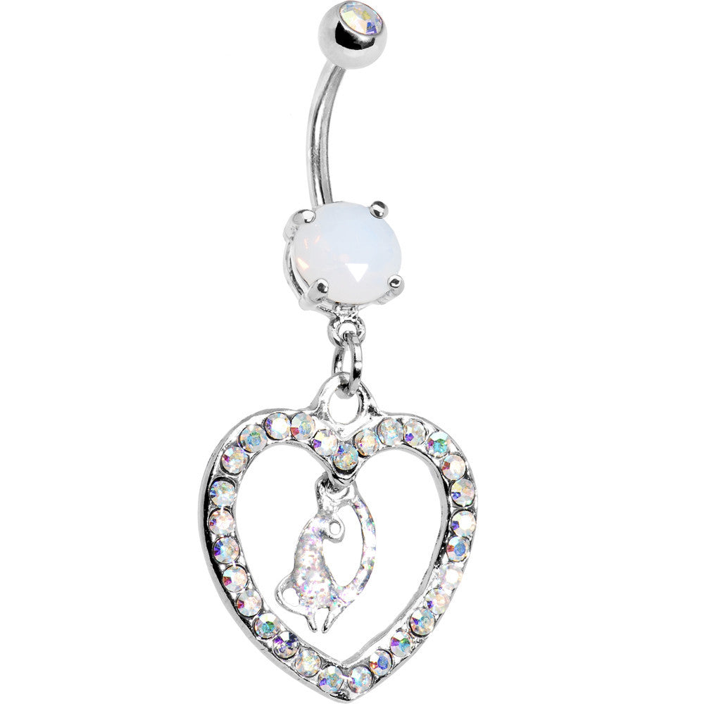 Aurora Gem Kitty Cat Love Heart Belly Ring