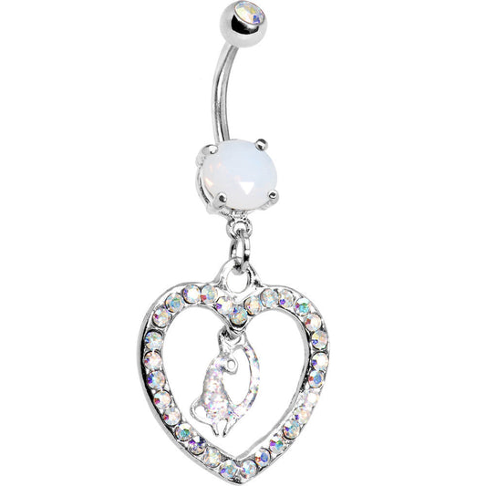 Aurora Gem Kitty Cat Love Heart Belly Ring