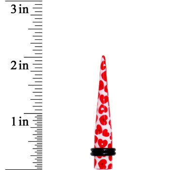 0G Lovely Red Heart Acrylic Ear Taper