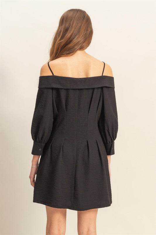 HYFVE Button Down Spaghetti Strap Mini Dress with Pockets