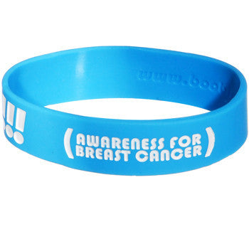 Aqua Blue White Boobies Rule Awareness for Breast Cancer Bracelet