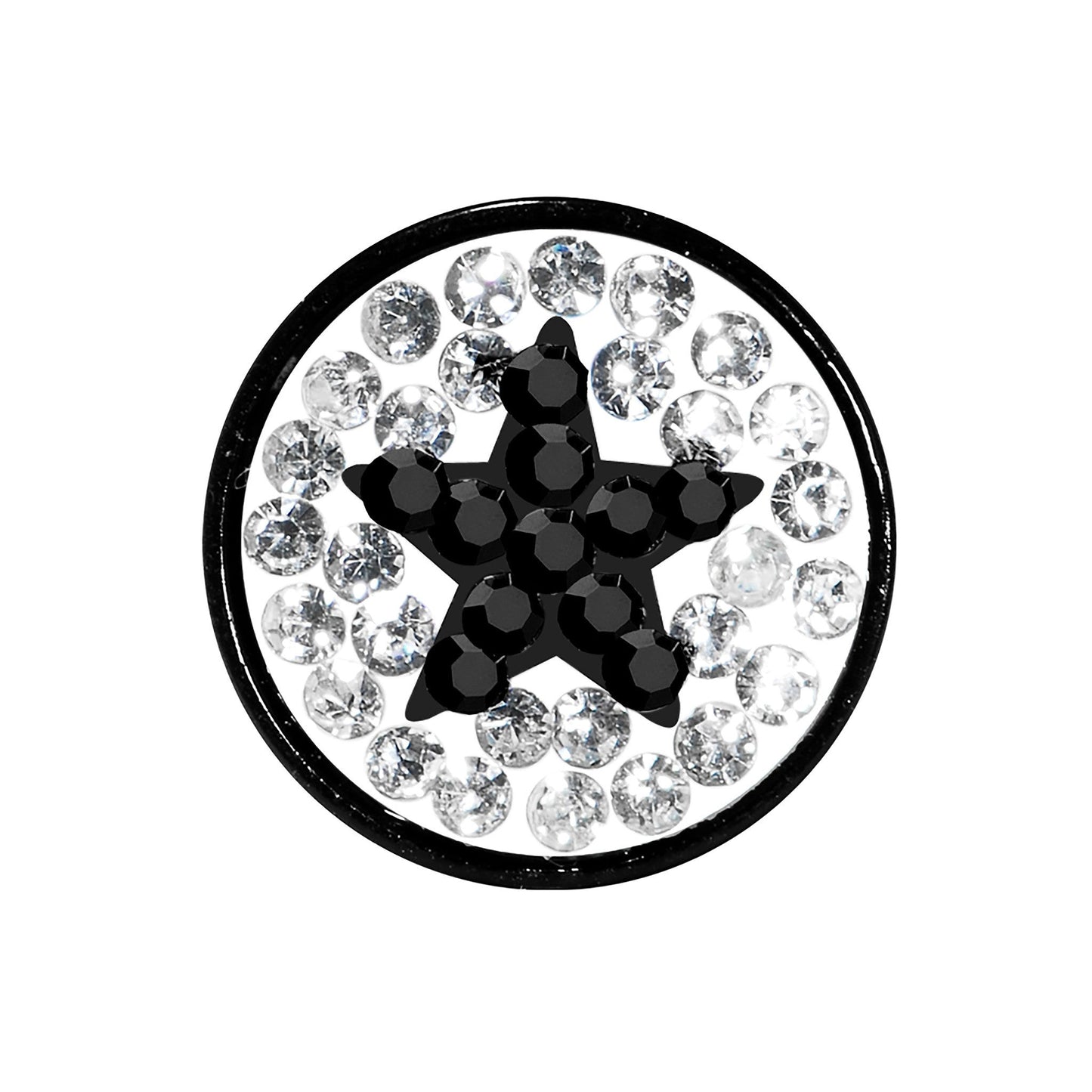 0G Black Star Ferido Crystal Acrylic Screw Fit Tunnel