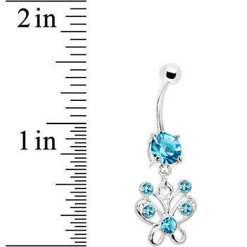Aqua Cubic Zirconia Butterfly Belly Ring