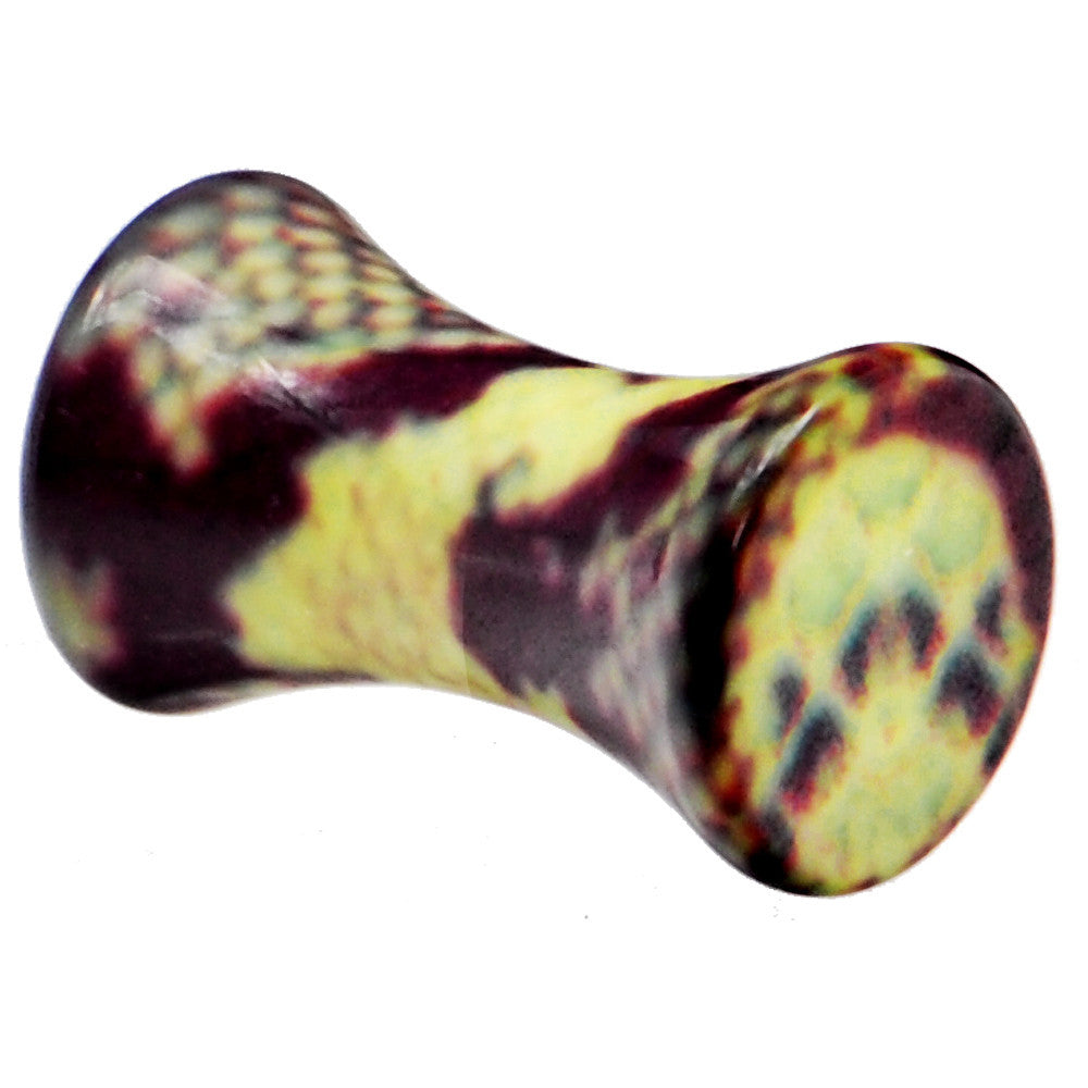 6G Green Snake Skin Acrylic Saddle Plug