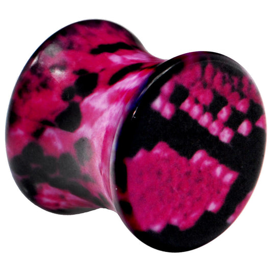 00G Pink Snake Skin Acrylic Saddle Plug