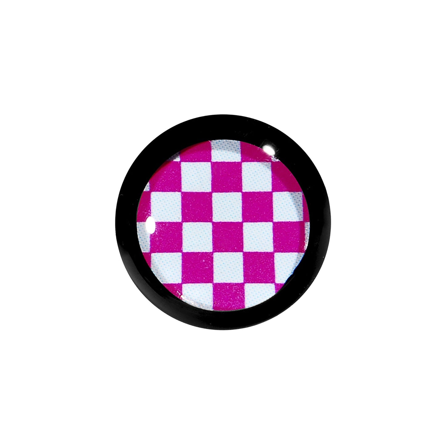 0G Black Acrylic Pink and White Checkerboard Saddle Plug