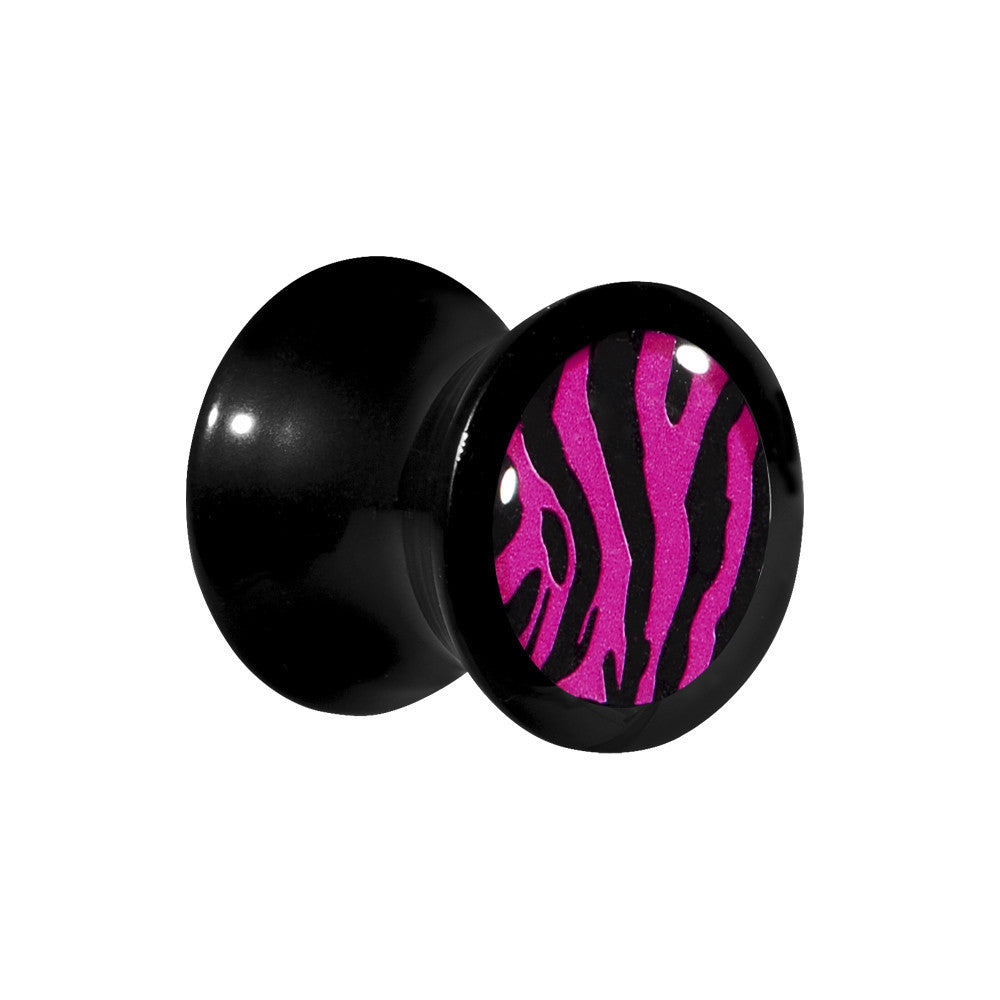 00G Acrylic Pink Black Zebra Saddle Plug