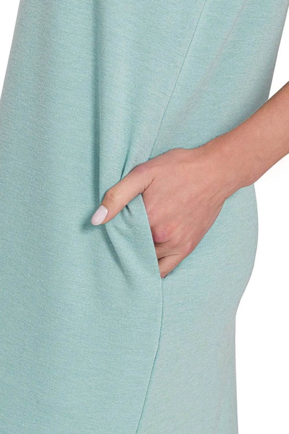 Zenana French Terry Sleeveless Round Neck Midi Dress