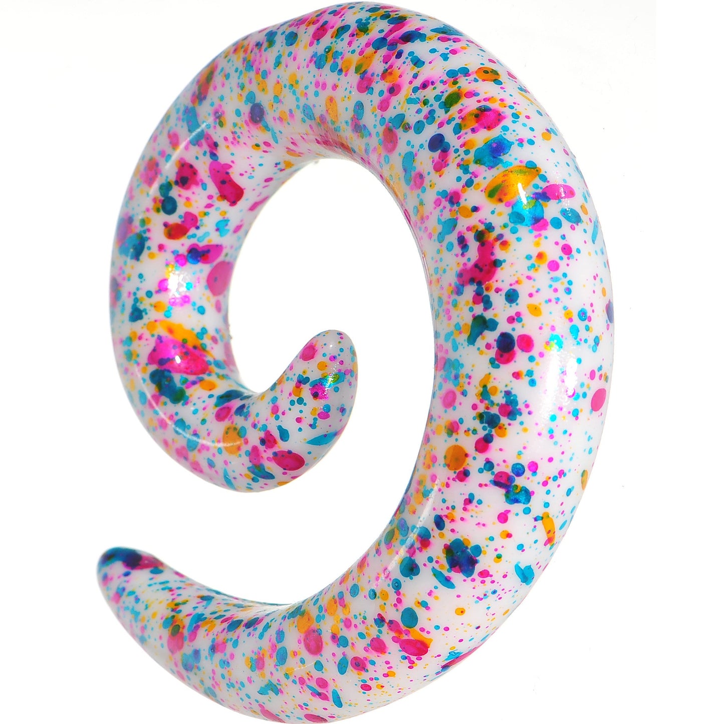 1/2 Acrylic Rainbow Bubblegum Spatter Spiral Taper