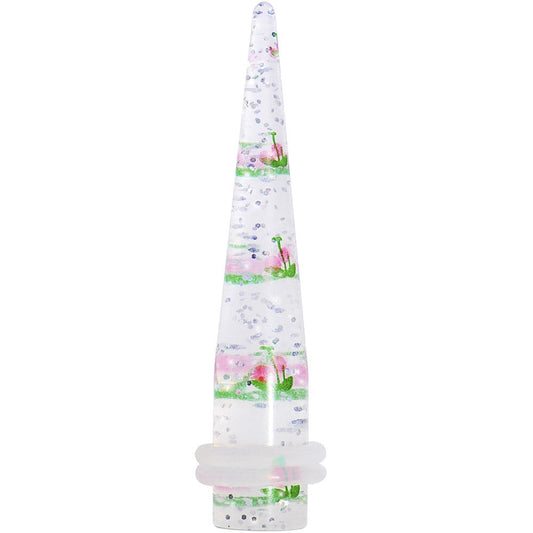 0G Clear Acrylic Glitter Pink Cherry Confetti Taper