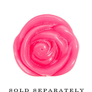 00G Pink Rose Flower Acrylic Saddle Plug