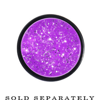00G Purple Acrylic Silver Glitter Taper
