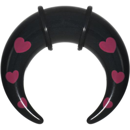 1/2 Black Acrylic Pink Hearts Buffalo Taper