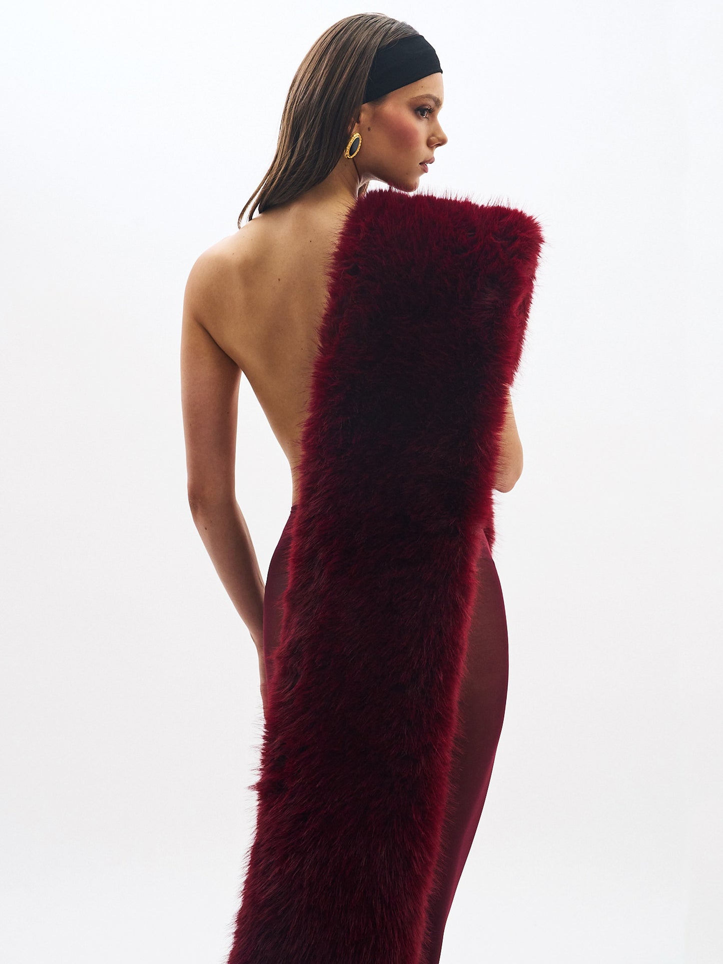 Jazmin Burgundy Multi-wear Faux Fur Scarf