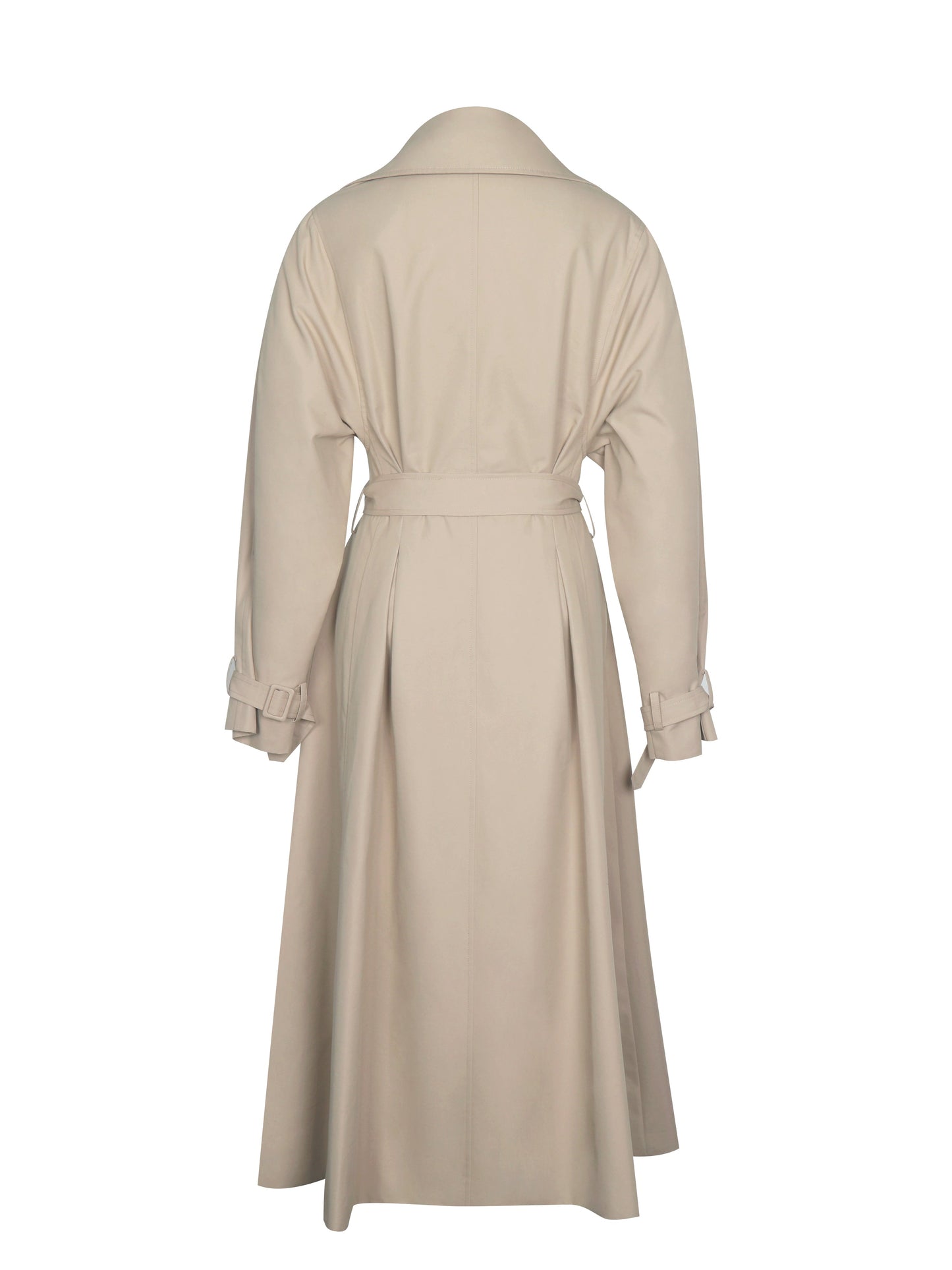 Ulila Beige Double-Breasted Pleated Cotton-Blend Trench Coat