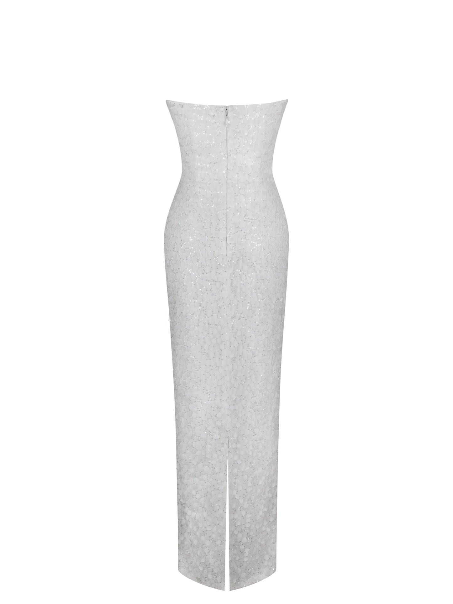 Myra White Beaded Mesh Strapless Wedding Dress