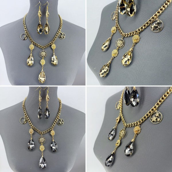 Gold Finish Cuban Link Chain Set With Lion Head An