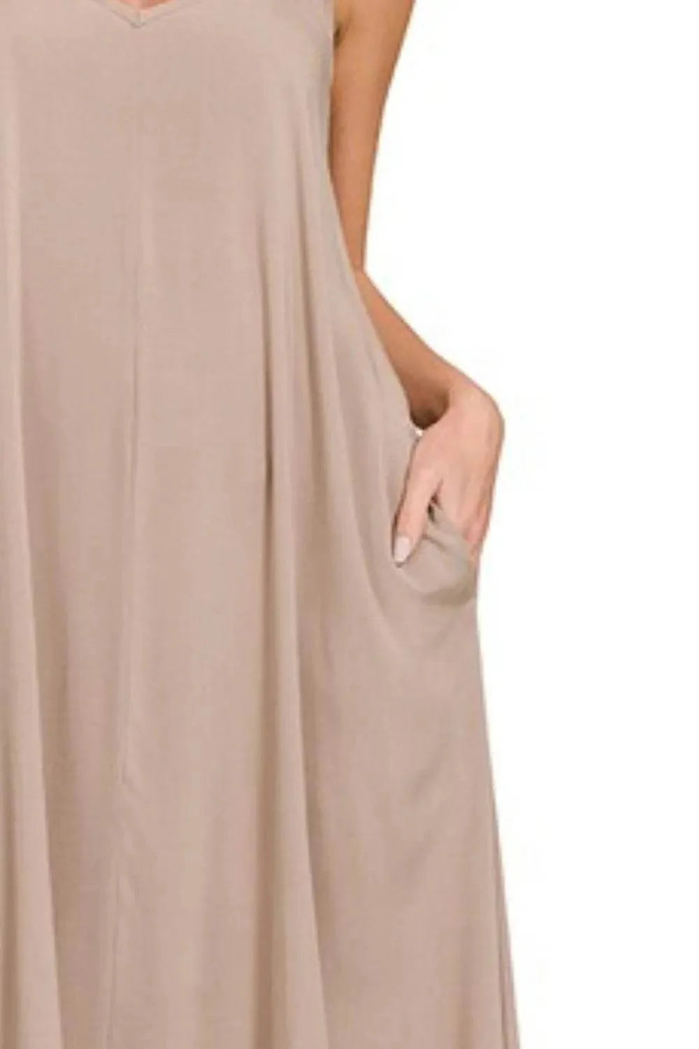 Zenana Woven Arc Hem Cami Dress With Flowy Pockets