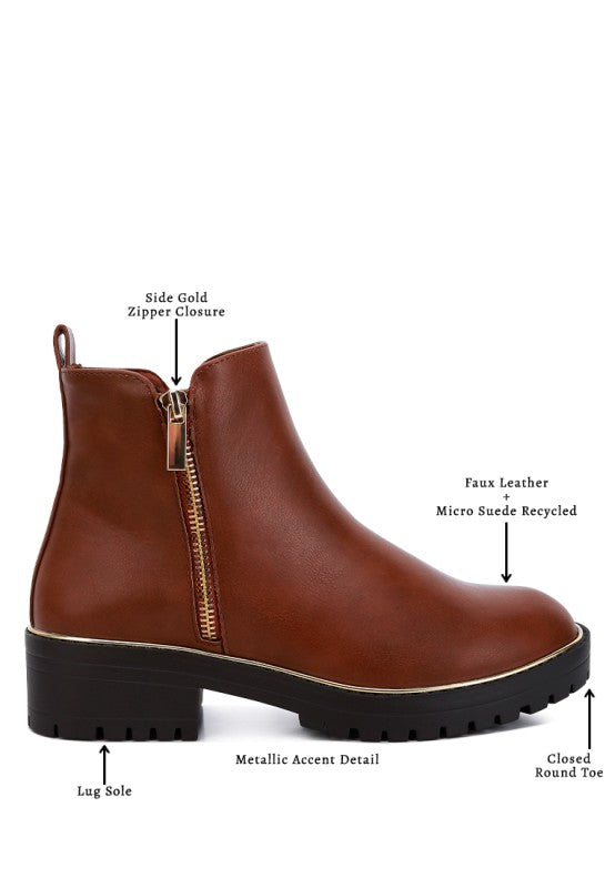 Thorin Metallic Frame Block Heel Boots