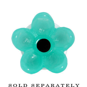 0G Acrylic Aqua Flower Saddle Plug
