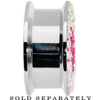 20mm Stainless Steel Aurora Gem Pink Heart Screw Fit Plug