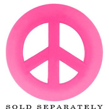 Neon Pink Silicone Peace Sign Tunnel 0G to 14mm