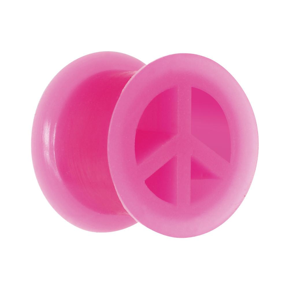 Neon Pink Silicone Peace Sign Tunnel 0G to 14mm