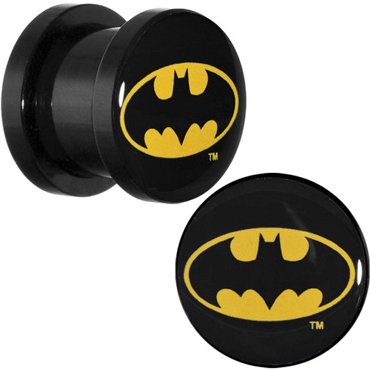 00G Black Acrylic Batman Logo Screw Fit Plug Set