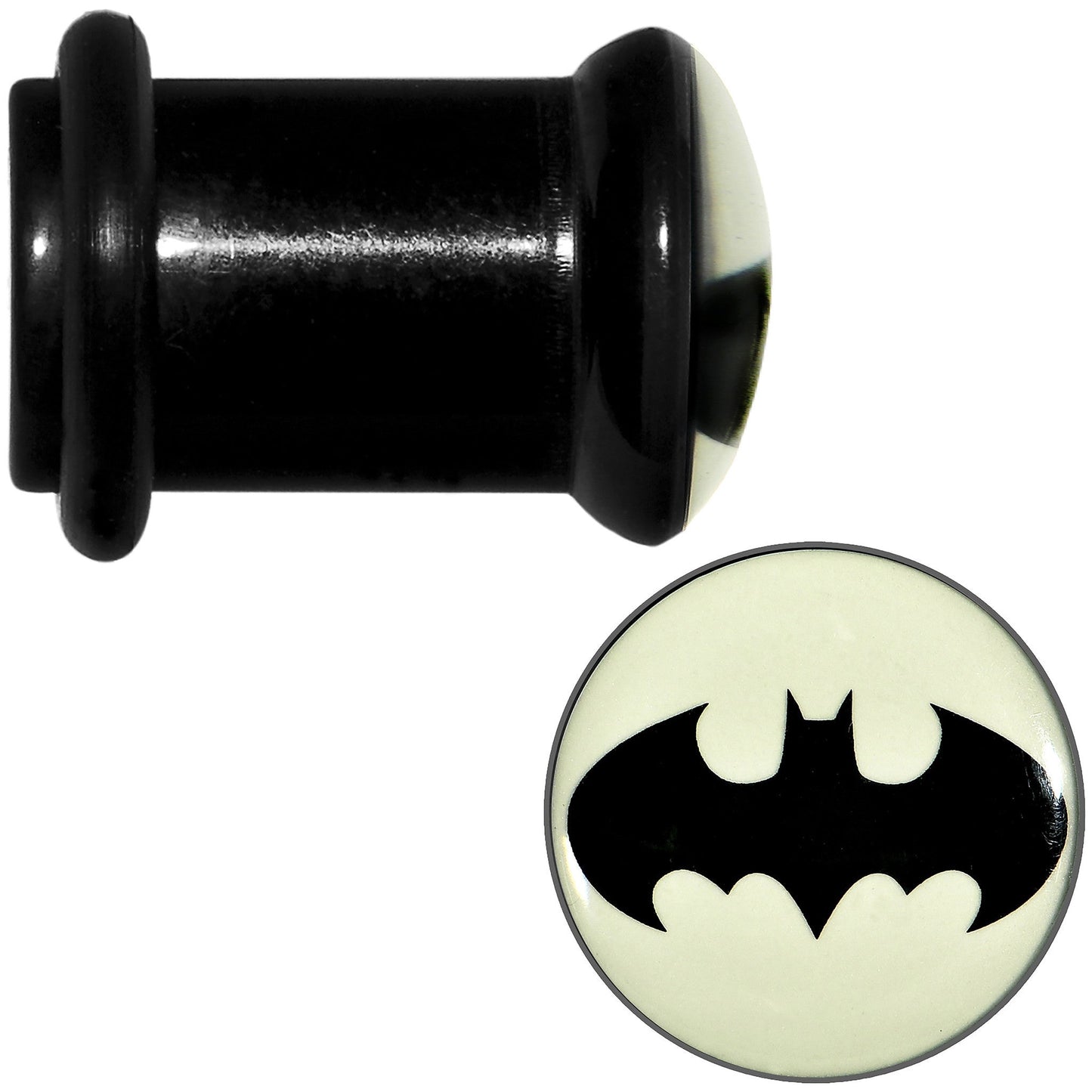 0G Black Acrylic Glow in the Dark Batman Plug Set