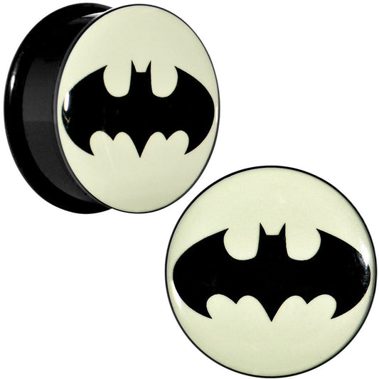 1 inch Black Acrylic Glow in the Dark Batman Plug Set