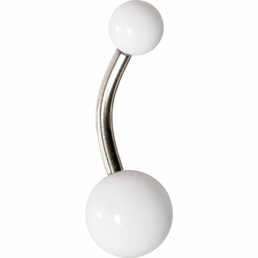 Grade 23 Solid Titanium Flat White Acrylic Belly Ring