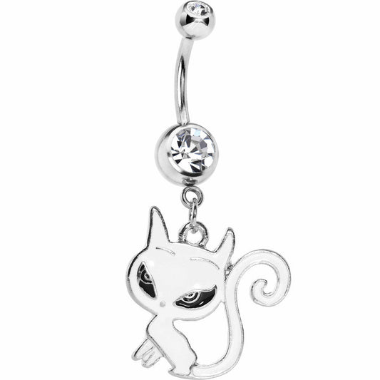 Crystalline Gem Swirly Kitty Cat Belly Ring