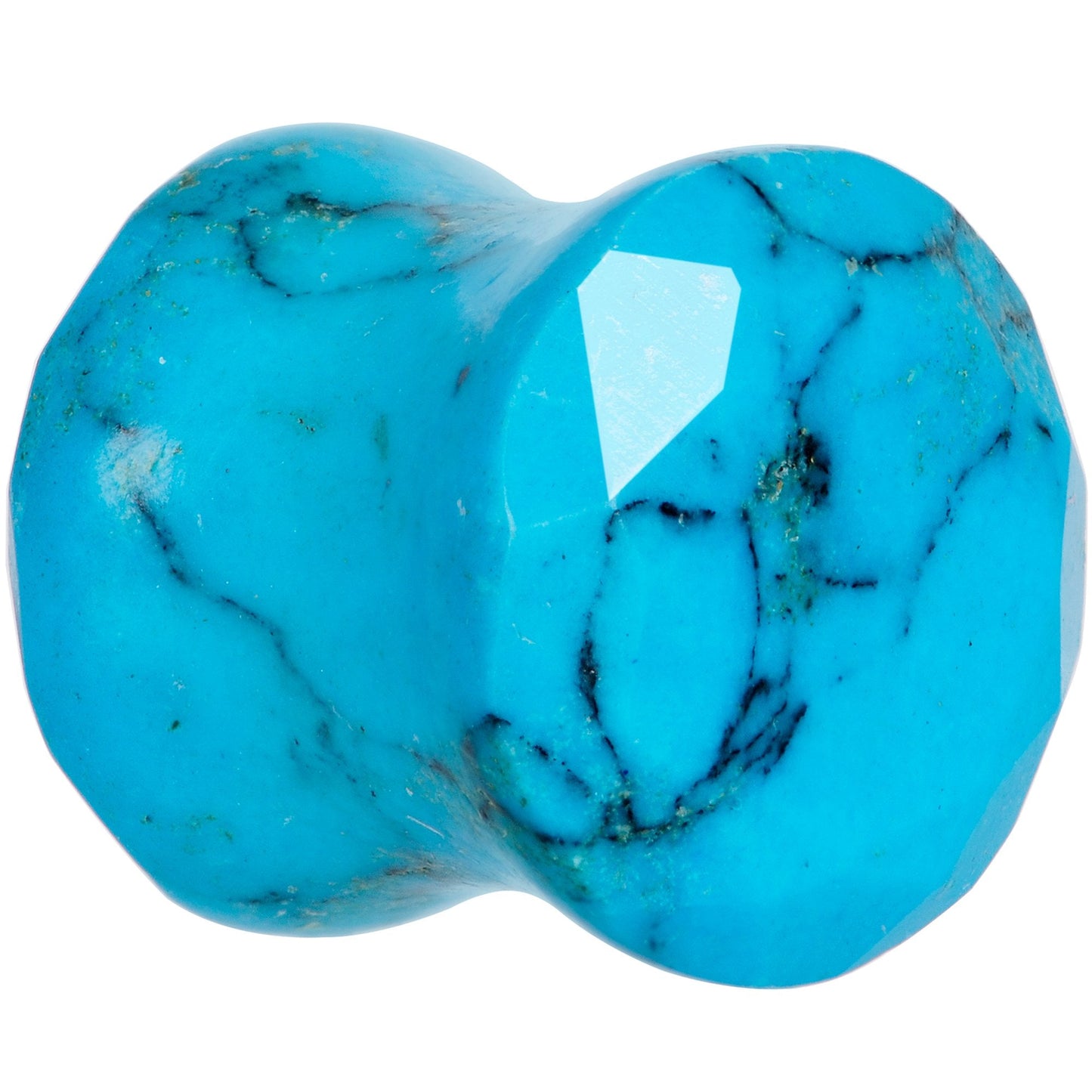 00G Turquoise Natural Stone Faceted Saddle Plug Set