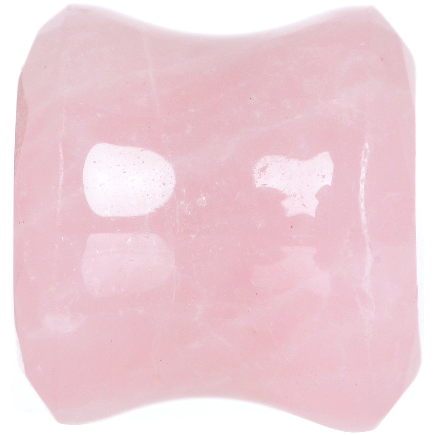 1/2 Rose Quartz Natural Stone Faceted Saddle Plug Set