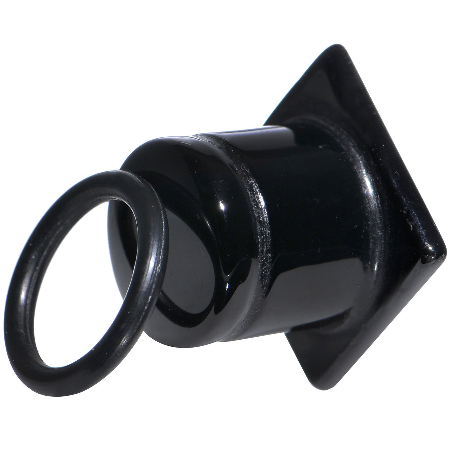 1/2 Black Agate Semi Precious Stone Pyramid Top Plug