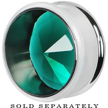 1 inch Blue Zircon Stainless Steel Pressed Fit Gem Tunnel
