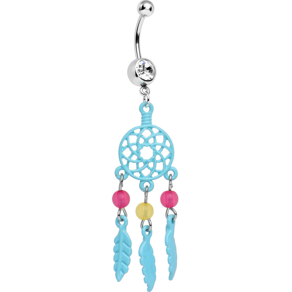 Aqua Blue Summer Dreamcatcher Bohemian Belly Ring