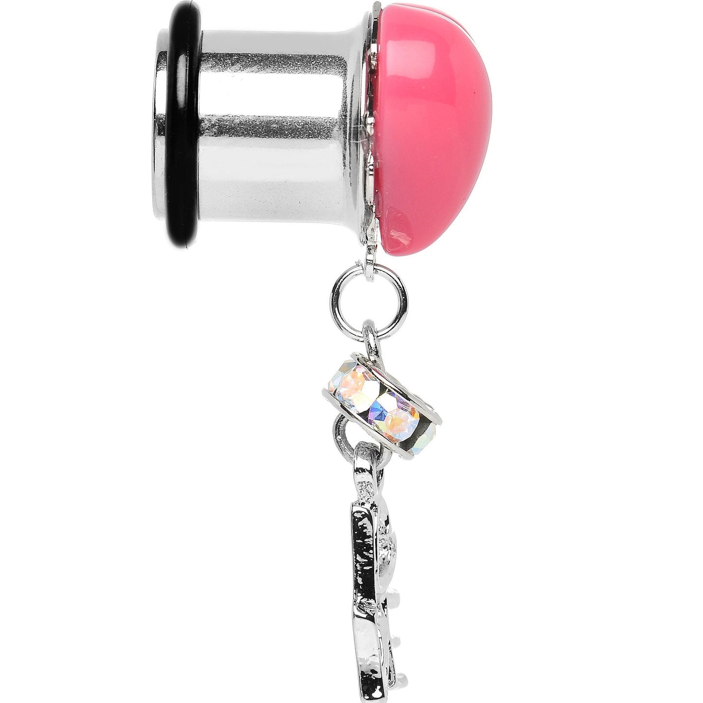 Steel Pink Heart Love Dangle Plug Sizes 5mm to 12mm